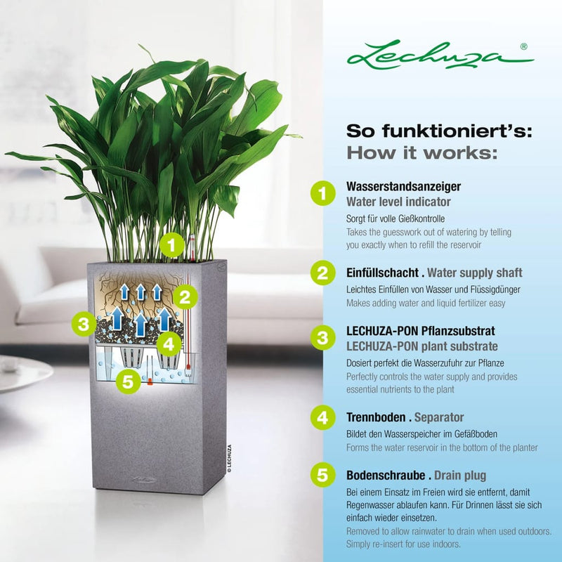 Lechuza Plantenbak Canta Stone 30 High All-In-One Steen
