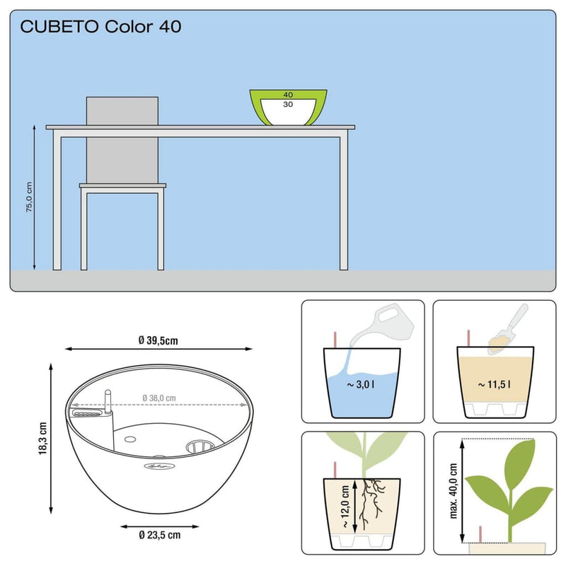 Lechuza Plantenbak Cubeto Stone 40 All-In-One Steen 13840