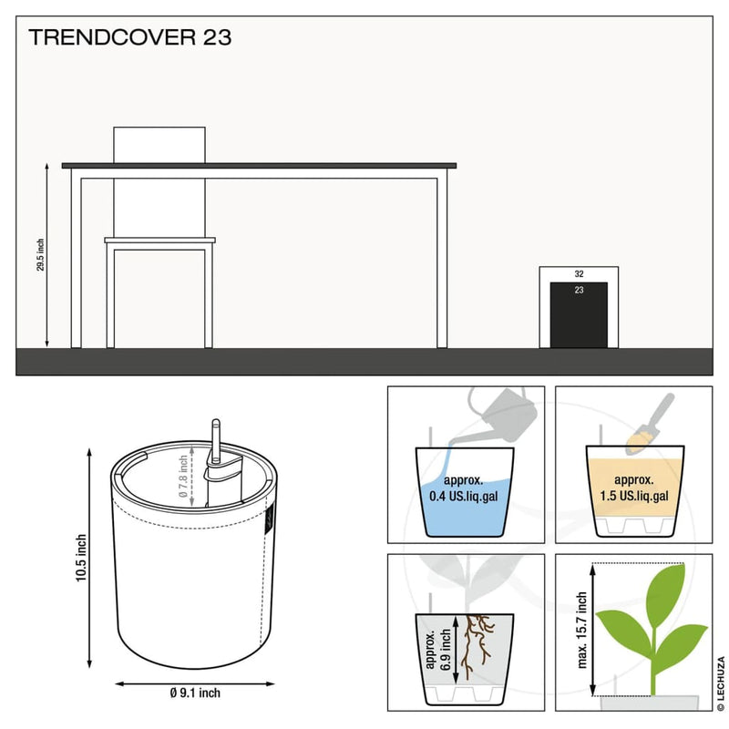 Lechuza Plantenbak Trendcover 23 Cork Alles-In-Één Donkernaturel