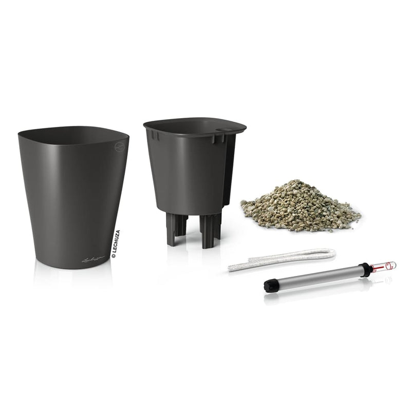 Lechuza Plantenbak Deltini All-In-One Metallic Houtskoolkleurig