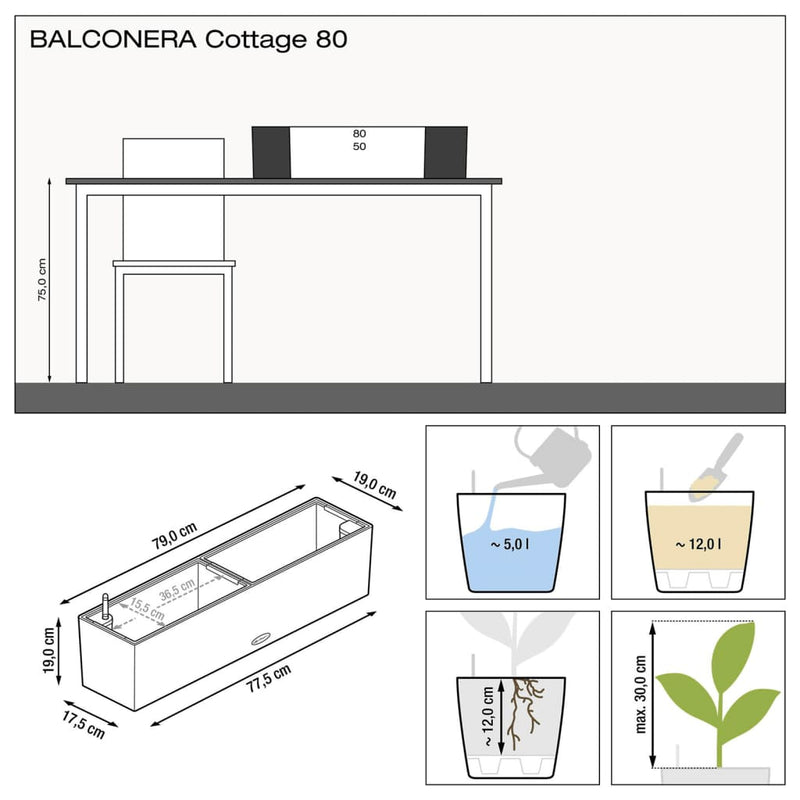 Lechuza Plantenbak Balconera Cottage 80 All-In-One