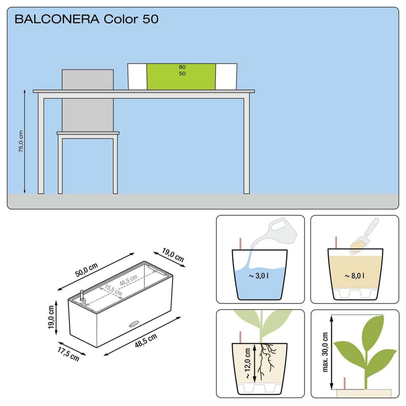 Lechuza Plantenbak Balconera Color 50 All-In-One 15670