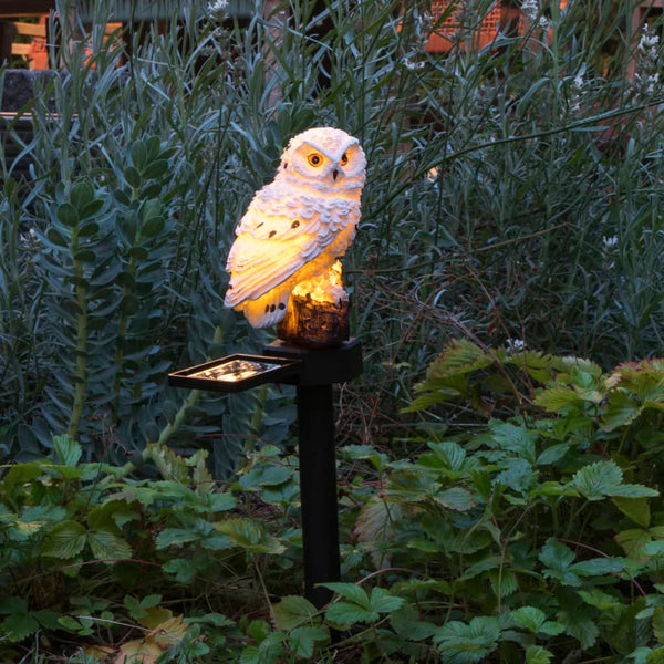 Hi Tuinlamp Uil Led Solar Wit Grijs