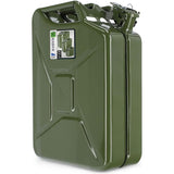 Retro jerrycan van 0,8 mm staal - jerrycan voor benzine en diesel, reservetank met drievoudige handgreep, stalen blikje - Groen, 5L/10L/20L KADAX