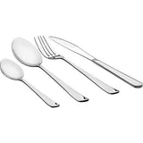 bestekset van roestvrij staal, 24-delig, eetbestekset voor 6 personen met afgeronde rand, set incl. mes, vork, lepel, theelepel, voor keuken, party, restaurant, mat