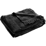 KADAX Knuffeldeken, zachte woondeken met franjes, 150 cm x 200 cm, bankdeken, warme deken voor bank, bed, sprei van katoen, acryl, onderhoudsvriendelijk (zwart)
