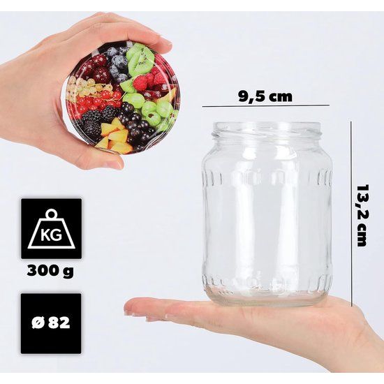 24 stuks weckpotten/ jampotten, 720 ml - inmaakpotten met deksel - Diverse varianten - KADAX