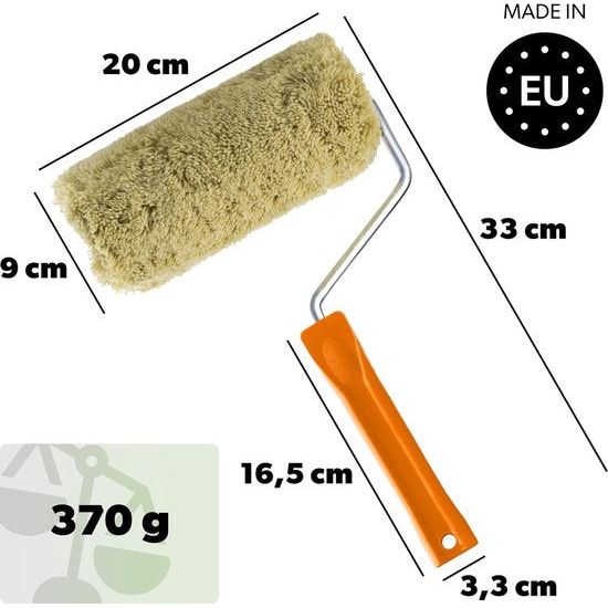 Verfroller, schilderbenodigdheden voor muurverf en gevel - handvat van kunststof, schilderroller, verfroller - 20 & 25cm KADAX