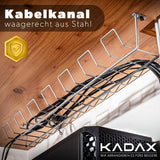 Zwarte of zilveren kabelgoot horizontaal van staal, 72,5 x 16,5 x 8,7 cm - kabelafdekking, schroefbare kabelhouder, ondertafel kabelmand, kabelrooster - KADAX