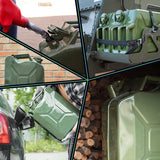 KADAX - Retro jerrycan van 0,8 mm staal - jerrycan voor benzine en diesel, reservetank met drievoudige handgreep, stalen blikje - Groen, 5L