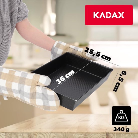 KADAX - Rechthoekige bakvorm - hoge plaatranden voor cake, toastbrood, cheesecake, brownie - onderhoudsvriendelijke bakvorm, warmteverdeling - 36 x 25,5 cm, Zwart