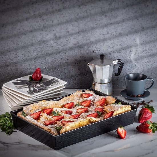 KADAX - Rechthoekige bakvorm - hoge plaatranden voor cake, toastbrood, cheesecake, brownie - onderhoudsvriendelijke bakvorm, warmteverdeling - 36 x 25,5 cm, Zwart