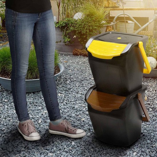 Recycling-emmer, 25 liter afvalemmer/prullenbak set met deksel  - 4/3/2 Stuks KADAX