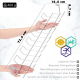 Zwarte of zilveren kabelgoot horizontaal van staal, 72,5 x 16,5 x 8,7 cm - kabelafdekking, schroefbare kabelhouder, ondertafel kabelmand, kabelrooster - KADAX