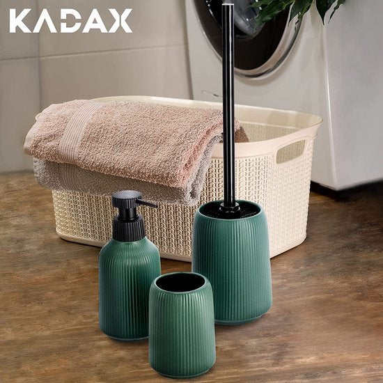 KADAX Solide wc-borstel met houder, vrijstaande borstel van keramiek, toiletborstel met stevige metalen handgreep, wc-borstel met stijve borstelharen (groen)