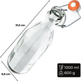 3 stuks universele fles met beugelsluiting - dichte beugelfles, vintage glazen fles, drinkfles, likeurfles, sapfles, beugeldop - 500ml, 750ml, 1000ml, KADAX