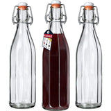 3 stuks universele fles met beugelsluiting - dichte beugelfles, vintage glazen fles, drinkfles, likeurfles, sapfles, beugeldop - 500ml, 750ml, 1000ml, KADAX