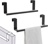 2x Deur Handdoekhouder, 23,5 cm zonder boren - Theedoekhouder om op te Hangen voor Keuken en Badkamer - Zwart Yoaeyok
