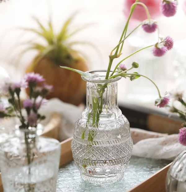 Set van 10 Mini Glazen Vazen – Vintage Decoratieve Vazen in Diverse Maten  – Transparant en Stijlvol - Tobengda
