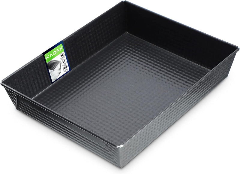 Rechthoekige bakvorm - hoge plaatranden voor cake, toastbrood, cheesecake, brownie - onderhoudsvriendelijke bakvorm, warmteverdeling - 36cm en 30.5cm, Zwart KADAX