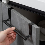 2x Deur Handdoekhouder, 23,5 cm zonder boren - Theedoekhouder om op te Hangen voor Keuken en Badkamer - Zwart Yoaeyok