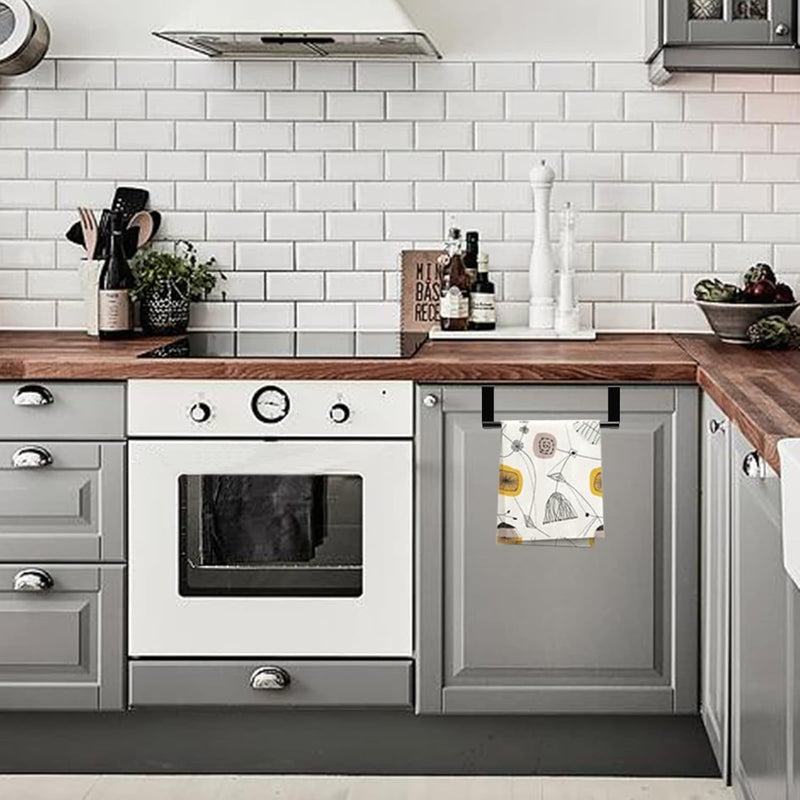 2x Deur Handdoekhouder, 23,5 cm zonder boren - Theedoekhouder om op te Hangen voor Keuken en Badkamer - Zwart Yoaeyok