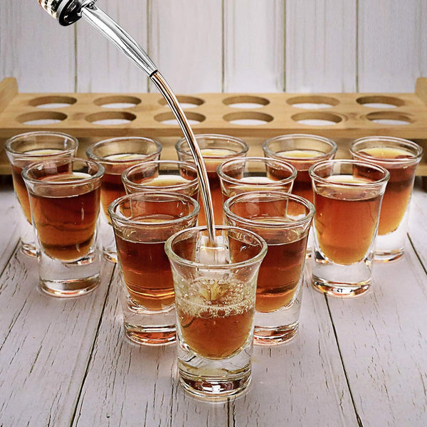 Shotglas Set – 12 Stuks van 30ml met Houder - Transparant Glas voor Feest, Club, Bar of Thuisgebruik