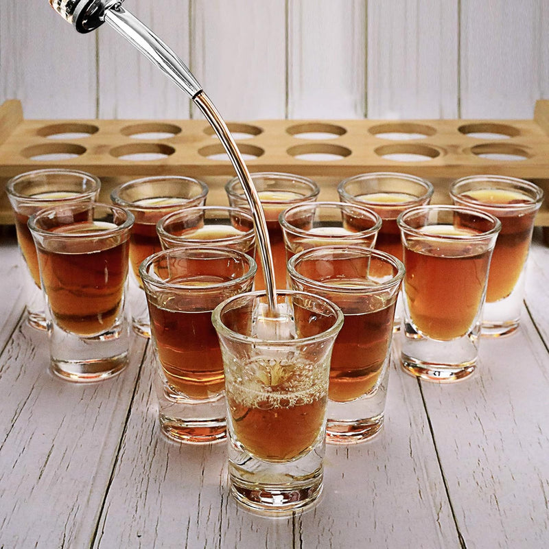 Shotglas Set – 12 Stuks van 30ml met Houder - Transparant Glas voor Feest, Club, Bar of Thuisgebruik