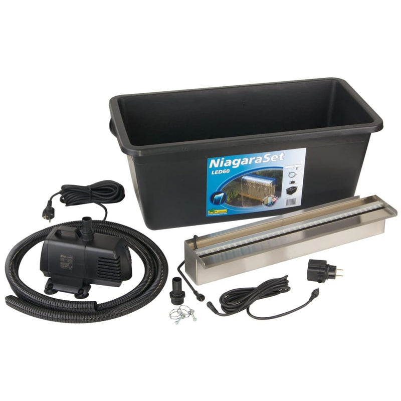 Ubbink Niagara Balk / Waterval Rvs + Led Verlichting 60Cm Incl. Pomp