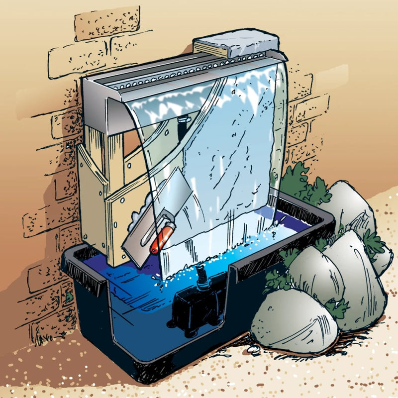 Ubbink Niagara Balk / Waterval Rvs + Led Verlichting 60Cm Incl. Pomp