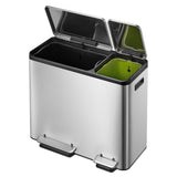 Eko Pedaalemmer Ecocasa 30+15 L Matzilverkleurig