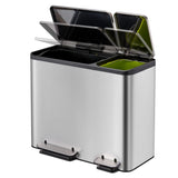 Eko Pedaalemmer Ecocasa 30+15 L Matzilverkleurig