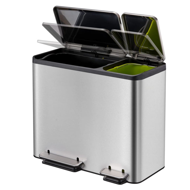 Eko Pedaalemmer Ecocasa 30+15 L Matzilverkleurig