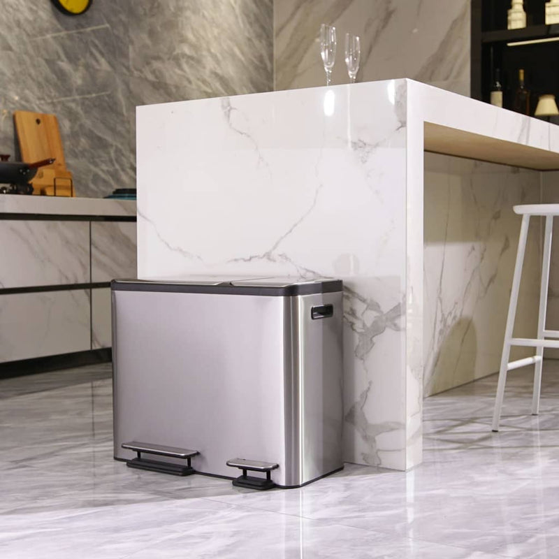 Eko Pedaalemmer Ecocasa 30+15 L Matzilverkleurig