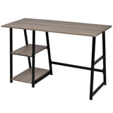Bureau Met 2 Schappen Grijs En Eikenkleurig