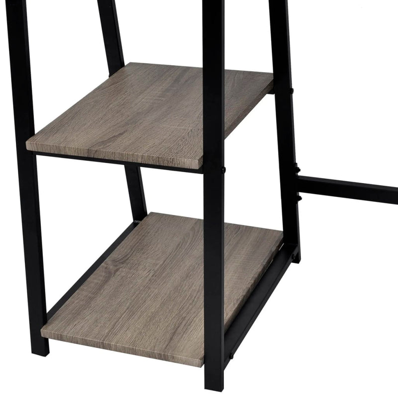Bureau Met 2 Schappen Grijs En Eikenkleurig