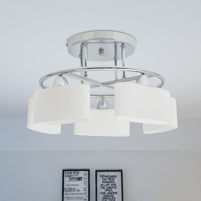Plafondlamp Met Ellips Glazen Kapjes (4 X E14)