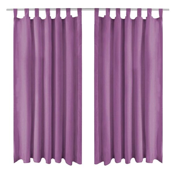 Micro-Satijnen Gordijnen Met Lussen 140X245 Cm Lila 2 St