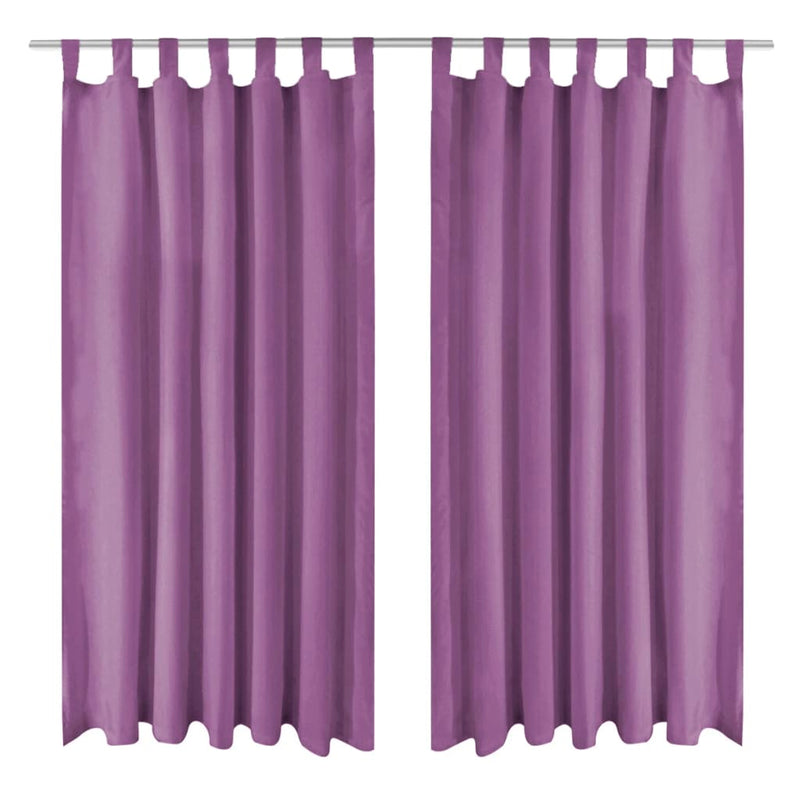 Micro-Satijnen Gordijnen Met Lussen 140X245 Cm Lila 2 St