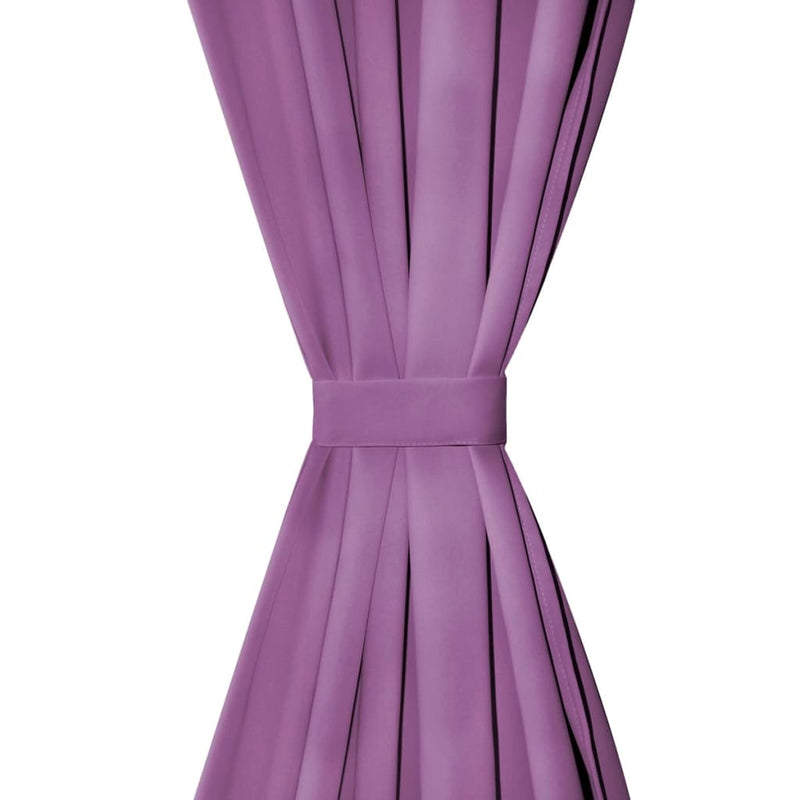 Micro-Satijnen Gordijnen Met Lussen 140X245 Cm Lila 2 St