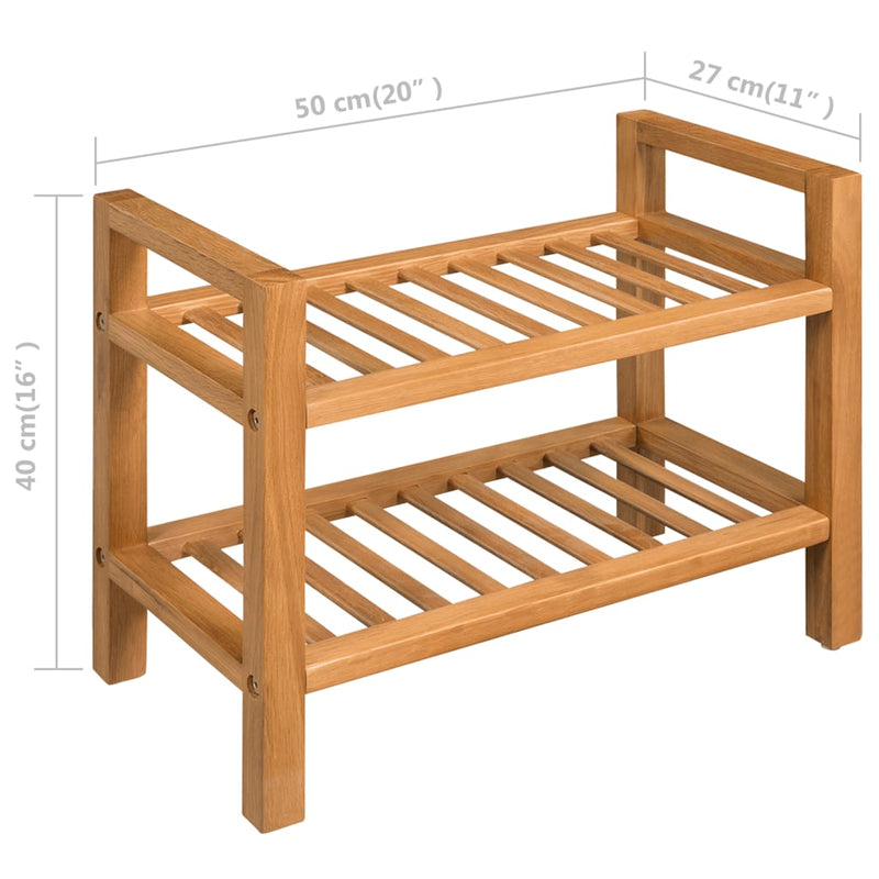 Schoenenrek Met 2 Schappen 50X27X Massief Eikenhout