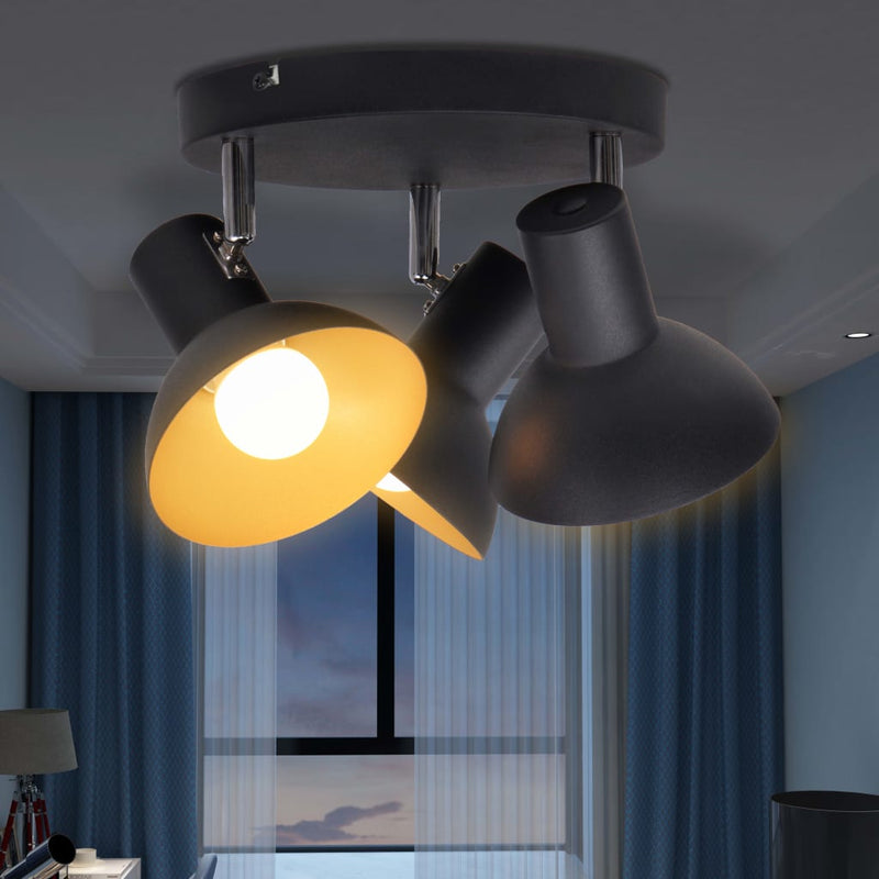 Plafondlamp Voor 3 Peertjes E27 Zwart En Goud