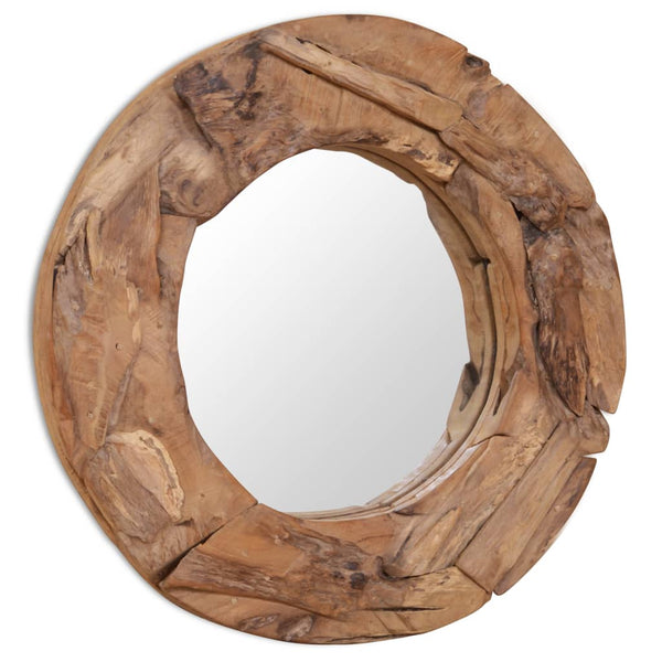 Decoratieve Spiegel Rond Teakhout