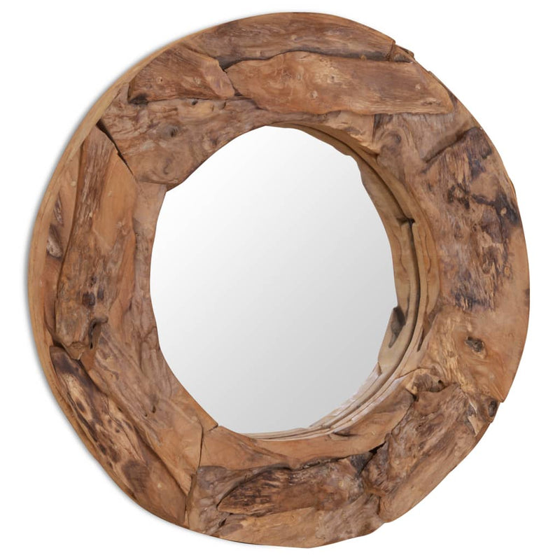 Decoratieve Spiegel Rond Teakhout