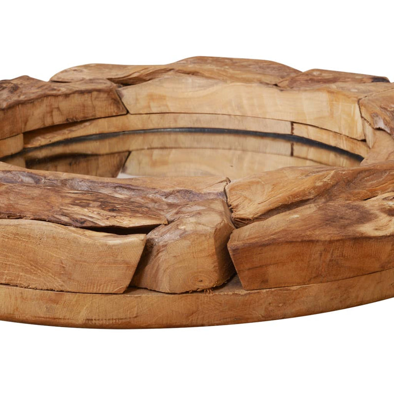 Decoratieve Spiegel Rond Teakhout