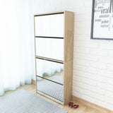 Schoenenkast Met Spiegel 4-Laags 63X17X134 Cm