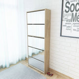 Schoenenkast Met Spiegel 5-Laags 63X17X169,5 Cm