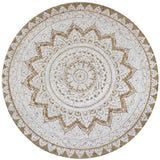 Tapijt Met Print Rond Gevlochten Jute