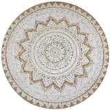 Tapijt Met Print Rond Gevlochten Jute