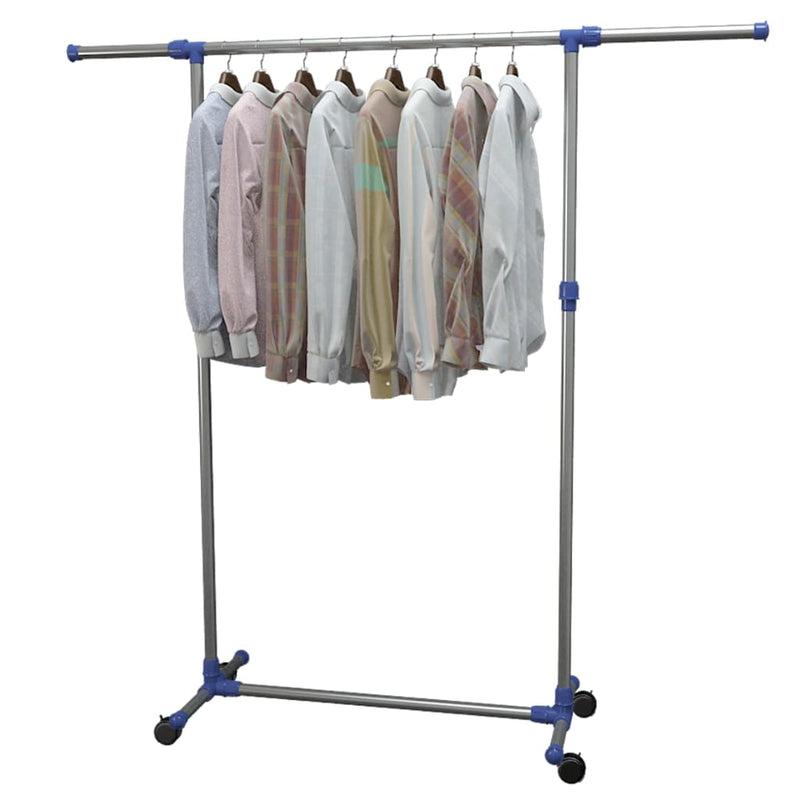 Kledingrek Verstelbaar 165X44X150 Cm Roestvrij Staal Zilver